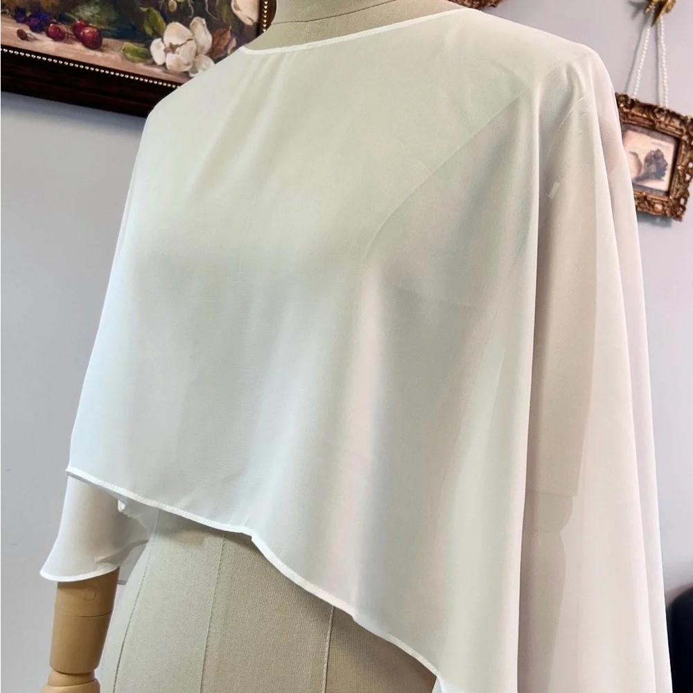 Women's White Layered Chiffon cape - Picture 3 of 5